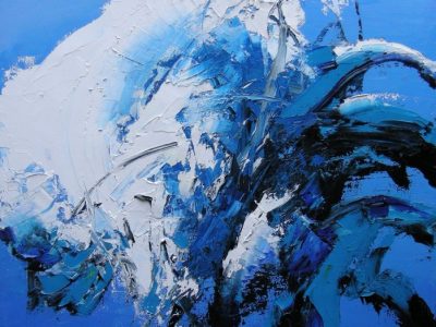 Bianco azzurro. Olio su tela.
