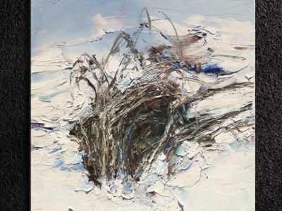 Arbusti e neve. Olio su tela.