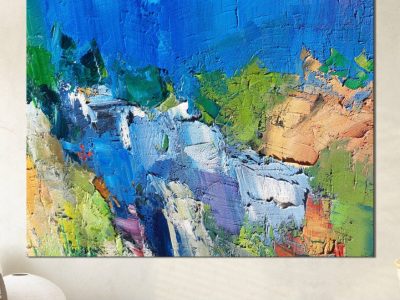 Rocce e vegetazione. Estate. Tecnica mista su tela.