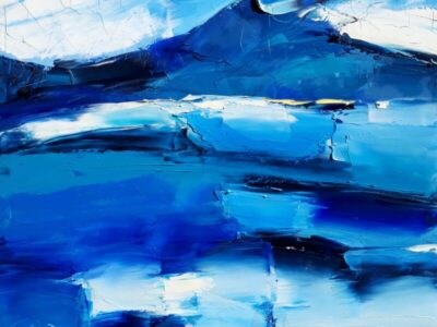 Blu di mare e costa, olio su tela.