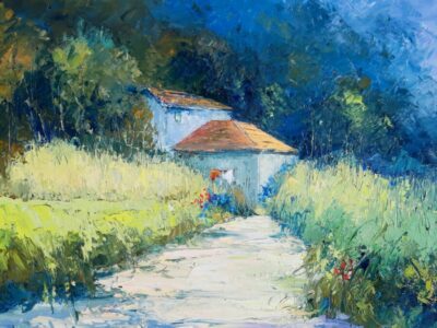 La strada verso casa, olio su tavola.