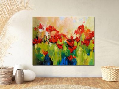 Grande quadro con papaveri. Olio su tela.