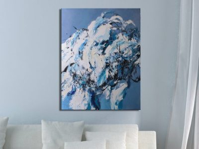 Bianco azzurro neve. Olio su tela.