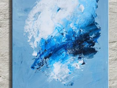 Soffice su azzurrino. Vernice su tela.