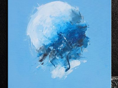 Soffice su azzurro. Vernice su tela.