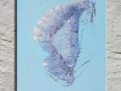 Su sfondo azzurro. vernice su tela.